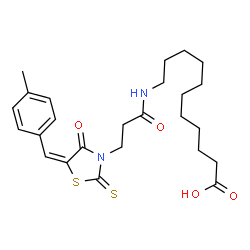 ChemSpider 2D Image | 11-({3-[(5E)-5-(4-Methylbenzylidene)-4-oxo-2-thioxo-1,3-thiazolidin-3-yl]propanoyl}amino)undecanoic acid | C25H34N2O4S2