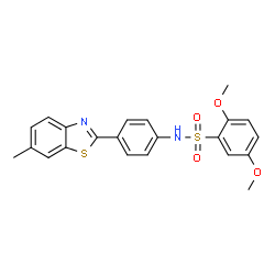 ChemSpider 2D Image | 2,5-Dimethoxy-N-[4-(6-methyl-1,3-benzothiazol-2-yl)phenyl]benzenesulfonamide | C22H20N2O4S2