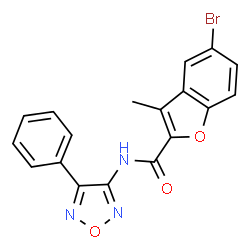 ChemSpider 2D Image | 5-Bromo-3-methyl-N-(4-phenyl-1,2,5-oxadiazol-3-yl)-1-benzofuran-2-carboxamide | C18H12BrN3O3