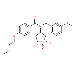 ChemSpider 2D Image | N-(1,1-Dioxidotetrahydro-3-thiophenyl)-N-(3-methoxybenzyl)-4-(pentyloxy)benzamide | C24H31NO5S