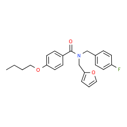 ChemSpider 2D Image | 4-Butoxy-N-(4-fluorobenzyl)-N-(2-furylmethyl)benzamide | C23H24FNO3