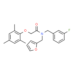 ChemSpider 2D Image | N-(3-Fluorobenzyl)-N-(2-furylmethyl)-2-(mesityloxy)acetamide | C23H24FNO3