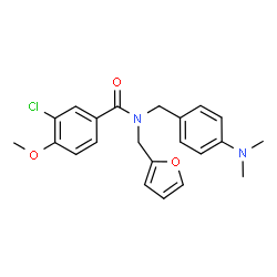 ChemSpider 2D Image | 3-Chloro-N-[4-(dimethylamino)benzyl]-N-(2-furylmethyl)-4-methoxybenzamide | C22H23ClN2O3