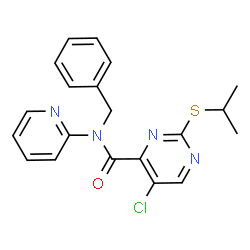 ChemSpider 2D Image | N-Benzyl-5-chloro-2-(isopropylsulfanyl)-N-(2-pyridinyl)-4-pyrimidinecarboxamide | C20H19ClN4OS
