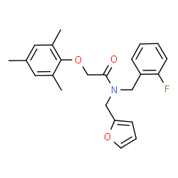 ChemSpider 2D Image | N-(2-Fluorobenzyl)-N-(2-furylmethyl)-2-(mesityloxy)acetamide | C23H24FNO3