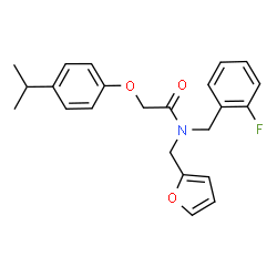 ChemSpider 2D Image | N-(2-Fluorobenzyl)-N-(2-furylmethyl)-2-(4-isopropylphenoxy)acetamide | C23H24FNO3