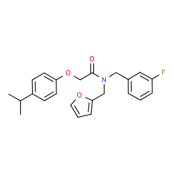 ChemSpider 2D Image | N-(3-Fluorobenzyl)-N-(2-furylmethyl)-2-(4-isopropylphenoxy)acetamide | C23H24FNO3