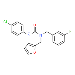 ChemSpider 2D Image | 3-(4-Chlorophenyl)-1-(3-fluorobenzyl)-1-(2-furylmethyl)urea | C19H16ClFN2O2