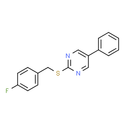 ChemSpider 2D Image | 2-[(4-Fluorobenzyl)sulfanyl]-5-phenylpyrimidine | C17H13FN2S
