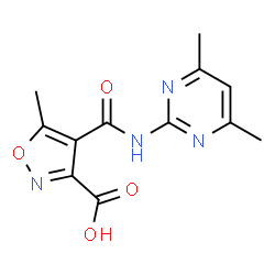 ChemSpider 2D Image | 4-[(4,6-Dimethyl-2-pyrimidinyl)carbamoyl]-5-methyl-1,2-oxazole-3-carboxylic acid | C12H12N4O4