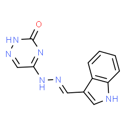 ChemSpider 2D Image | 5-[(2E)-2-(1H-Indol-3-ylmethylene)hydrazino]-1,2,4-triazin-3-ol | C12H10N6O