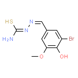 ChemSpider 2D Image | (2Z)-2-(3-Bromo-4-hydroxy-5-methoxybenzylidene)hydrazinecarbothioamide | C9H10BrN3O2S