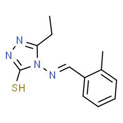 ChemSpider 2D Image | 5-Ethyl-4-{[(E)-(2-methylphenyl)methylene]amino}-4H-1,2,4-triazole-3-thiol | C12H14N4S