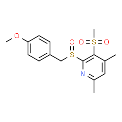 ChemSpider 2D Image | 2-[(4-Methoxybenzyl)sulfinyl]-4,6-dimethyl-3-(methylsulfonyl)pyridine | C16H19NO4S2