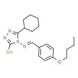 ChemSpider 2D Image | 4-{[(E)-(4-Butoxyphenyl)methylene]amino}-5-cyclohexyl-4H-1,2,4-triazole-3-thiol | C19H26N4OS