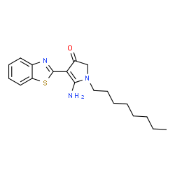 ChemSpider 2D Image | 5-Amino-4-(1,3-benzothiazol-2-yl)-1-octyl-1,2-dihydro-3H-pyrrol-3-one | C19H25N3OS