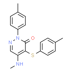 ChemSpider 2D Image | 5-(Methylamino)-2-(4-methylphenyl)-4-[(4-methylphenyl)sulfanyl]-3(2H)-pyridazinone | C19H19N3OS