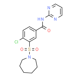ChemSpider 2D Image | 3-(1-Azepanylsulfonyl)-4-chloro-N-(2-pyrimidinyl)benzamide | C17H19ClN4O3S