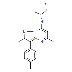 ChemSpider 2D Image | N-sec-Butyl-2,5-dimethyl-3-(4-methylphenyl)pyrazolo[1,5-a]pyrimidin-7-amine | C19H24N4