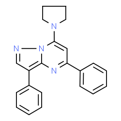 ChemSpider 2D Image | 3,5-Diphenyl-7-(1-pyrrolidinyl)pyrazolo[1,5-a]pyrimidine | C22H20N4