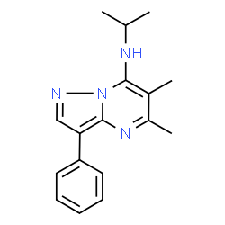 ChemSpider 2D Image | N-Isopropyl-5,6-dimethyl-3-phenylpyrazolo[1,5-a]pyrimidin-7-amine | C17H20N4