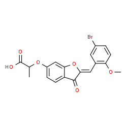 ChemSpider 2D Image | 2-{[(2Z)-2-(5-Bromo-2-methoxybenzylidene)-3-oxo-2,3-dihydro-1-benzofuran-6-yl]oxy}propanoic acid | C19H15BrO6