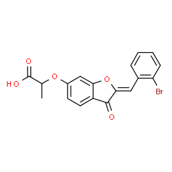 ChemSpider 2D Image | 2-{[(2Z)-2-(2-Bromobenzylidene)-3-oxo-2,3-dihydro-1-benzofuran-6-yl]oxy}propanoic acid | C18H13BrO5