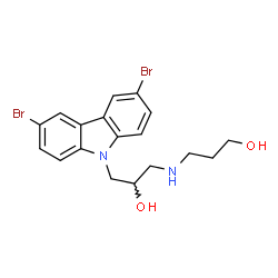 ChemSpider 2D Image | 3-{[3-(3,6-Dibromo-9H-carbazol-9-yl)-2-hydroxypropyl]amino}-1-propanol | C18H20Br2N2O2
