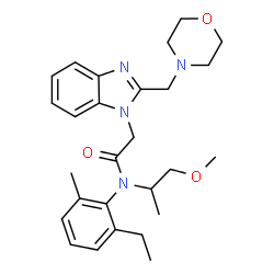 ChemSpider 2D Image | N-(2-Ethyl-6-methylphenyl)-N-(1-methoxy-2-propanyl)-2-[2-(4-morpholinylmethyl)-1H-benzimidazol-1-yl]acetamide | C27H36N4O3