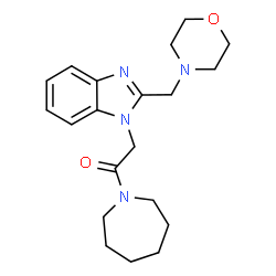 ChemSpider 2D Image | 1-(1-Azepanyl)-2-[2-(4-morpholinylmethyl)-1H-benzimidazol-1-yl]ethanone | C20H28N4O2