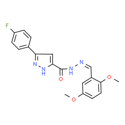 ChemSpider 2D Image | N'-[(Z)-(2,5-Dimethoxyphenyl)methylene]-3-(4-fluorophenyl)-1H-pyrazole-5-carbohydrazide | C19H17FN4O3