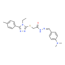 ChemSpider 2D Image | N'-{(Z)-[4-(Dimethylamino)phenyl]methylene}-2-{[4-ethyl-5-(4-methylphenyl)-4H-1,2,4-triazol-3-yl]sulfanyl}acetohydrazide | C22H26N6OS