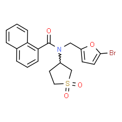 ChemSpider 2D Image | N-[(5-Bromo-2-furyl)methyl]-N-(1,1-dioxidotetrahydro-3-thiophenyl)-1-naphthamide | C20H18BrNO4S