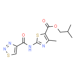 ChemSpider 2D Image | Isobutyl 4-methyl-2-[(1,2,3-thiadiazol-4-ylcarbonyl)amino]-1,3-thiazole-5-carboxylate | C12H14N4O3S2