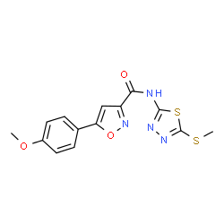 ChemSpider 2D Image | 5-(4-Methoxyphenyl)-N-[5-(methylsulfanyl)-1,3,4-thiadiazol-2-yl]-1,2-oxazole-3-carboxamide | C14H12N4O3S2