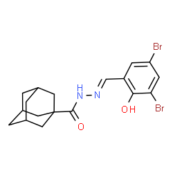 ChemSpider 2D Image | N'-[(E)-(3,5-Dibromo-2-hydroxyphenyl)methylene]-1-adamantanecarbohydrazide | C18H20Br2N2O2