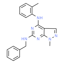 ChemSpider 2D Image | N~6~-Benzyl-1-methyl-N~4~-(2-methylphenyl)-1H-pyrazolo[3,4-d]pyrimidine-4,6-diamine | C20H20N6