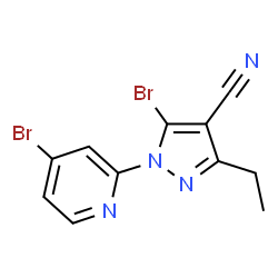 ChemSpider 2D Image | 5-Bromo-1-(4-bromo-2-pyridinyl)-3-ethyl-1H-pyrazole-4-carbonitrile | C11H8Br2N4