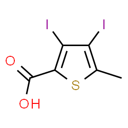ChemSpider 2D Image | 3,4-Diiodo-5-methyl-2-thiophenecarboxylic acid | C6H4I2O2S