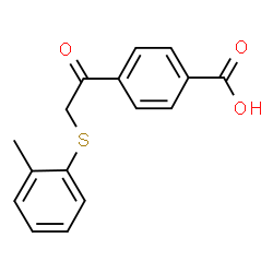 ChemSpider 2D Image | 4-{[(2-Methylphenyl)sulfanyl]acetyl}benzoic acid | C16H14O3S