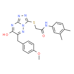 ChemSpider 2D Image | N-(3,4-Dimethylphenyl)-2-{[7-hydroxy-6-(4-methoxybenzyl)[1,2,4]triazolo[4,3-b][1,2,4]triazin-3-yl]sulfanyl}acetamide | C22H22N6O3S