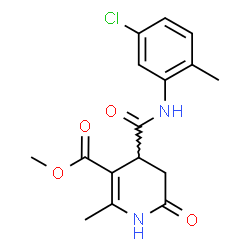 ChemSpider 2D Image | Methyl 4-[(5-chloro-2-methylphenyl)carbamoyl]-2-methyl-6-oxo-1,4,5,6-tetrahydro-3-pyridinecarboxylate | C16H17ClN2O4