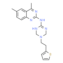 ChemSpider 2D Image | 4,6-Dimethyl-N-{5-[2-(2-thienyl)ethyl]-1,4,5,6-tetrahydro-1,3,5-triazin-2-yl}-2-quinazolinamine | C19H22N6S