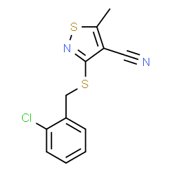 ChemSpider 2D Image | 3-[(2-Chlorobenzyl)sulfanyl]-5-methyl-1,2-thiazole-4-carbonitrile | C12H9ClN2S2