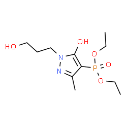ChemSpider 2D Image | Diethyl [5-hydroxy-1-(3-hydroxypropyl)-3-methyl-1H-pyrazol-4-yl]phosphonate | C11H21N2O5P