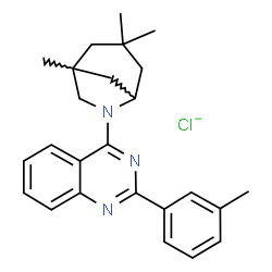 ChemSpider 2D Image | 6-Azabicyclo[3.2.1]octane, 1,3,3-trimethyl-6-[2-(3-methylphenyl)-4-quinazolinyl]-, chloride (1:1) | C25H29ClN3