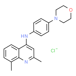 ChemSpider 2D Image | 4-Quinolinamine, 2,8-dimethyl-N-[4-(4-morpholinyl)phenyl]-, chloride (1:1) | C21H23ClN3O
