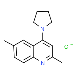 ChemSpider 2D Image | Quinoline, 2,6-dimethyl-4-(1-pyrrolidinyl)-, chloride (1:1) | C15H18ClN2