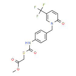 ChemSpider 2D Image | Methyl {[(4-{[2-oxo-5-(trifluoromethyl)-1(2H)-pyridinyl]methyl}phenyl)carbamoyl]sulfanyl}acetate | C17H15F3N2O4S