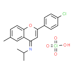 ChemSpider 2D Image | (4Z)-2-(4-Chlorophenyl)-N-isopropyl-6-methyl-4H-chromen-4-imine perchlorate (1:1) | C19H19Cl2NO5